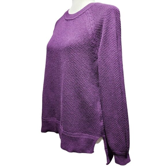 Time And Tru Womens Winter Warm Purple Knit Sweater Crewneck Cotton Blend Size M - Picture 9 of 13